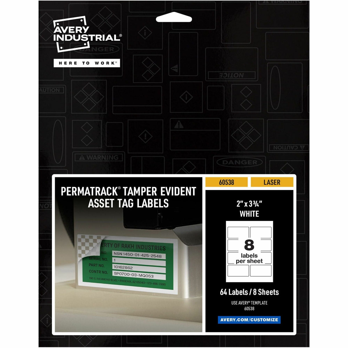 Avery® PermaTrack Tamper-Evident Asset Tag Labels, 2" x 3-3/4" , 64 Asset Tags - 2000