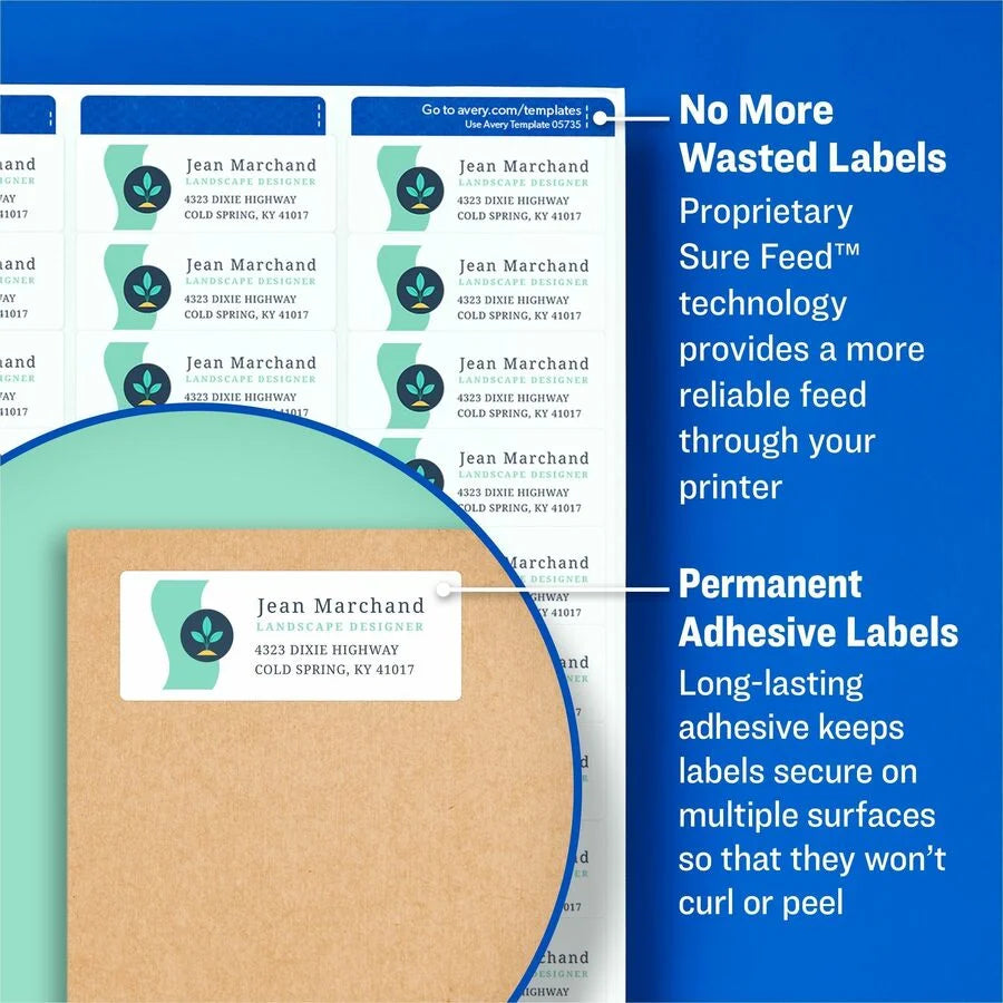 Avery® Piggyback Labels: 1x3’’ Inkjet/Laser White 240 Labels/Pack - Address / Shipping Labels