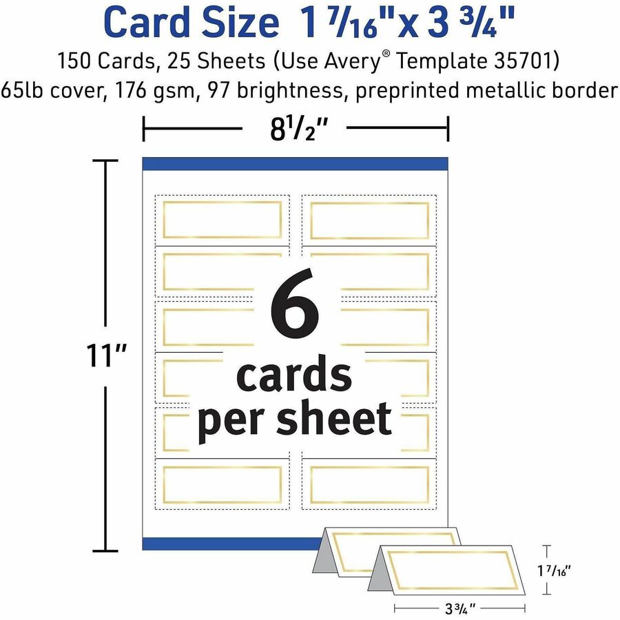 Avery® Place Cards, 1-7/16" x 3-3/4" , Gold Border, 150 Cards (35701) - Alternate-Image4