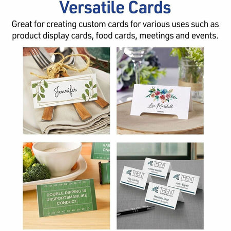Avery® Place Cards with Sure Feed - 1 7/16’’ x 3 3/4’’ - Matte - Double-sided Foldable Heavyweight Textured Perforated