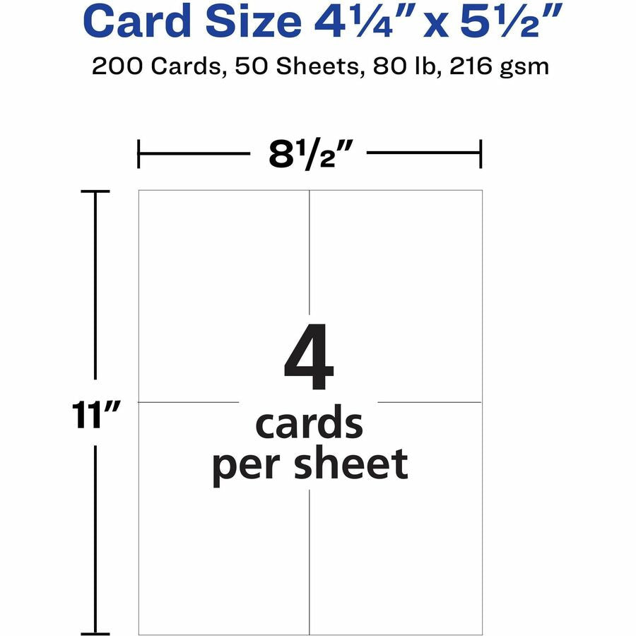 Avery® Postcards - 97 Brightness - 5 1/2’’ x 4 1/4’’ - 80 lb Basis Weight - 216 g/m² Grammage - Matte