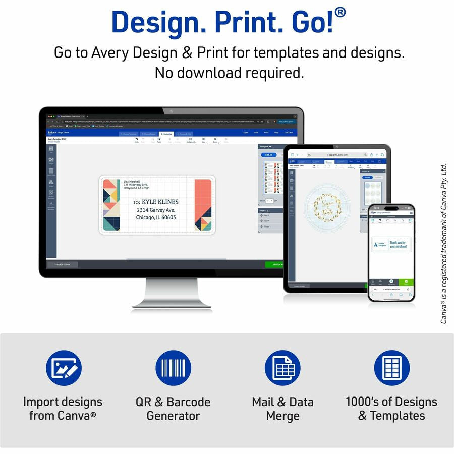 Avery® Postcards - 97 Brightness - 5 1/2’’ x 4 1/4’’ - 80 lb Basis Weight - 216 g/m² Grammage - Matte
