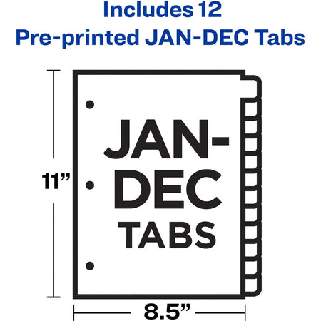 Avery® Preprinted Monthly Tabs Plastic Dividers - Organize Your Documents Efficiently - Index Divider