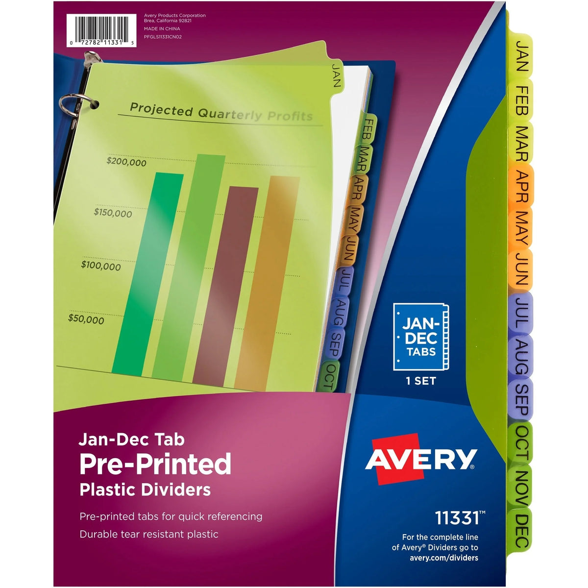 Avery® Preprinted Monthly Tabs Plastic Dividers - Organize Your Documents Efficiently - Index Divider