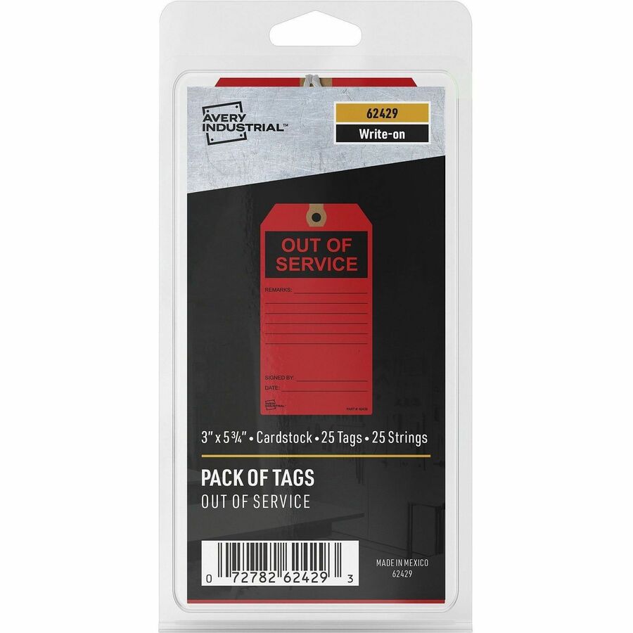 Avery&reg; Preprinted OUT OF SERVICE Red Service Tags - Front