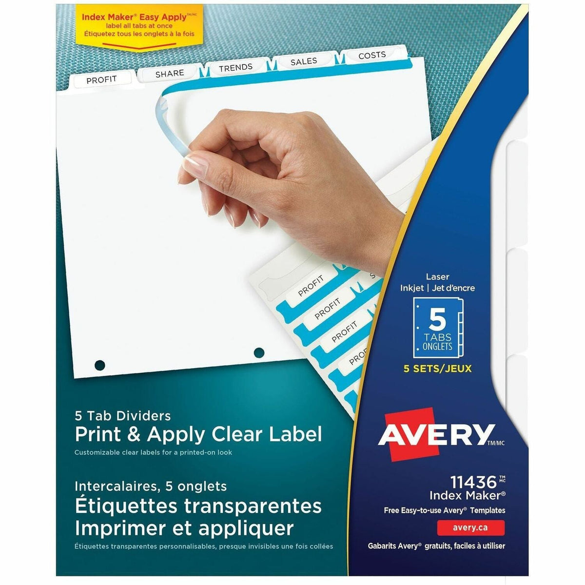 Avery® Print & Apply Clear Label Dividers - Index Maker Easy Apply Label Strip - 1500