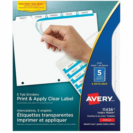 Avery® Print & Apply Clear Label Dividers - Index Maker Easy Apply Label Strip - 1500
