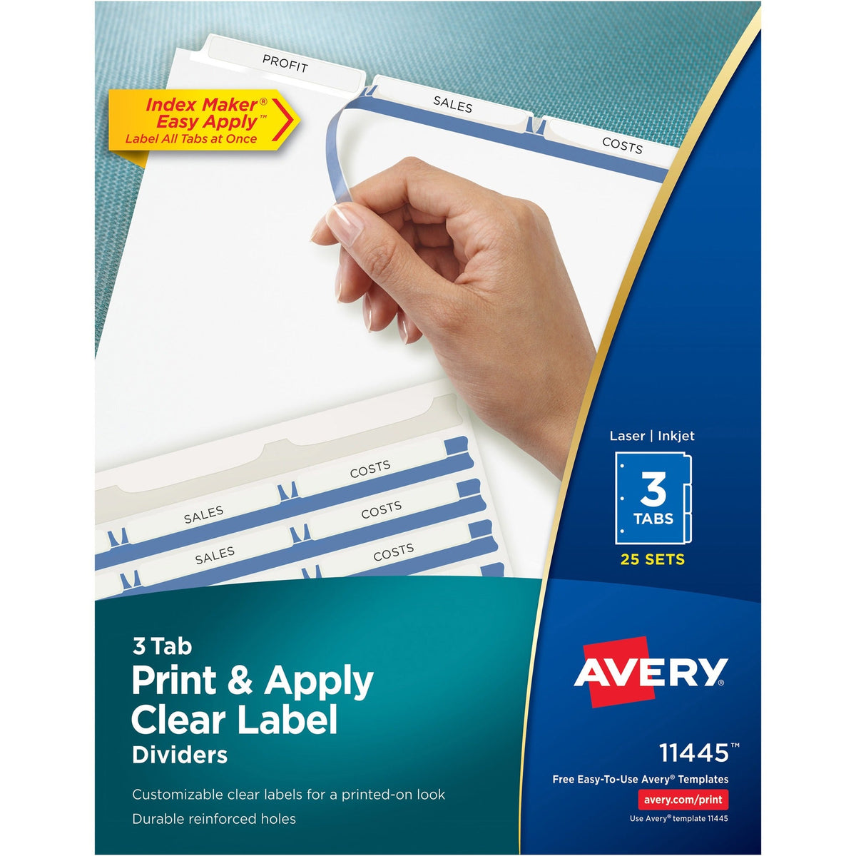 Avery® Print & Apply Clear Label Dividers - Index Maker Easy Apply Label Strip - 2000