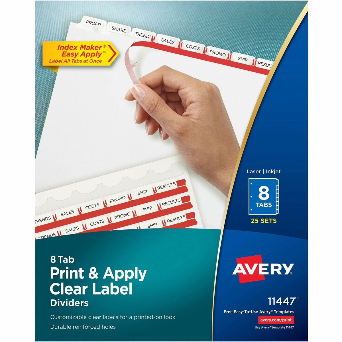 Avery® Print & Apply Clear Label Dividers - Index Maker Easy Apply Label Strip - 2000