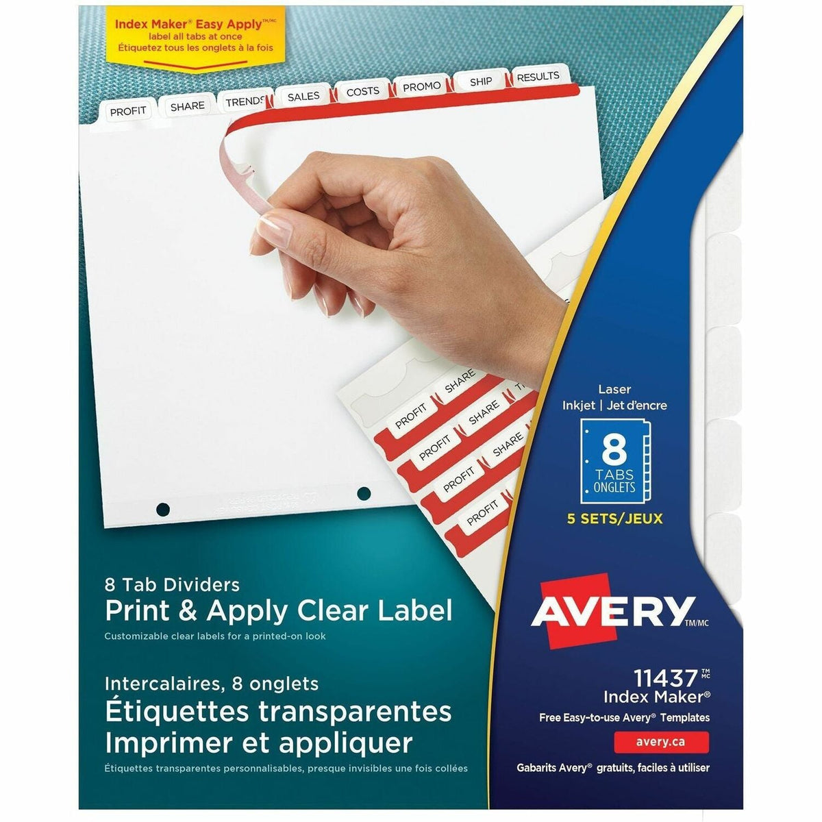 Avery® Print & Apply Clear Label Dividers - Index Maker Easy Apply Label Strip - 1500