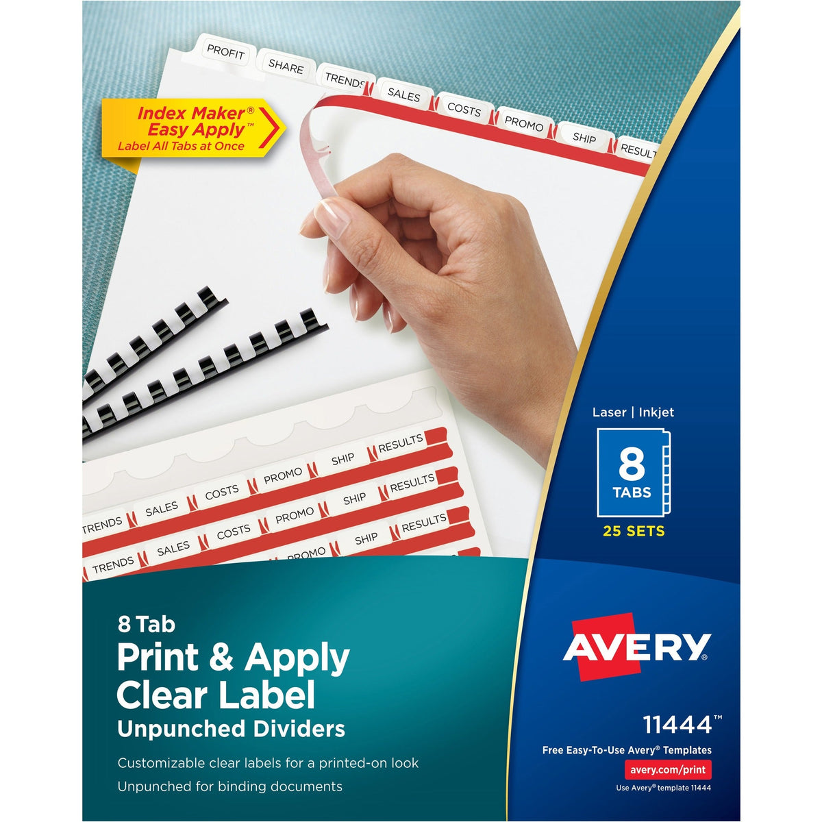 Avery® Print & Apply Label Unpunched Dividers - Index Maker Easy Apply Label Strip - 2000