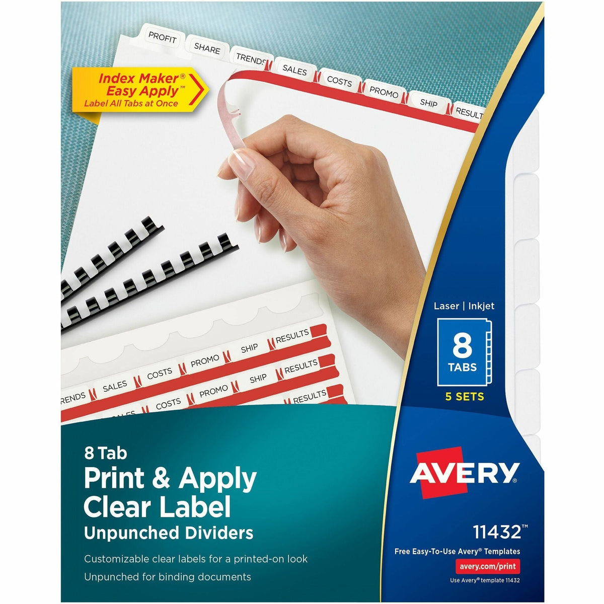 Avery® Print & Apply Label Unpunched Dividers - Index Maker Easy Apply Label Strip - 2000