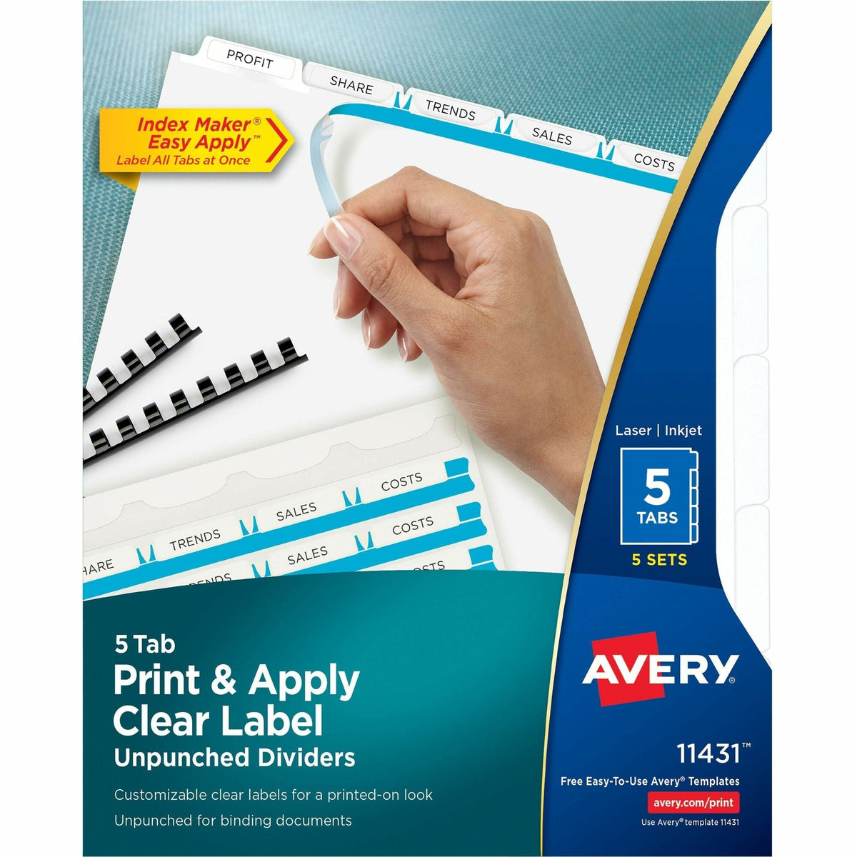 Avery® Print & Apply Label Unpunched Dividers - Index Maker Easy Apply Label Strip - 2000