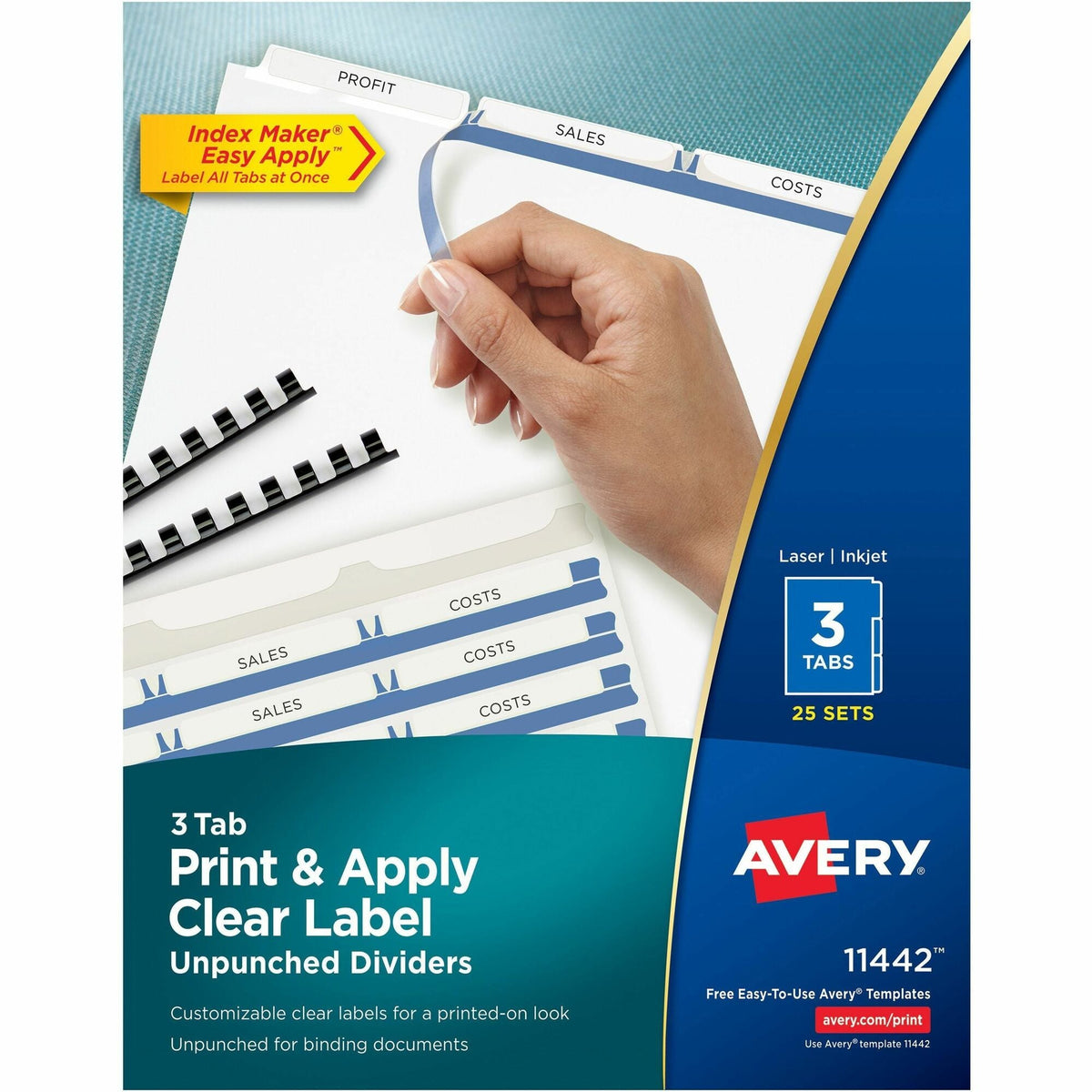 Avery® Print & Apply Label Unpunched Dividers - Index Maker Easy Apply Label Strip - 2000