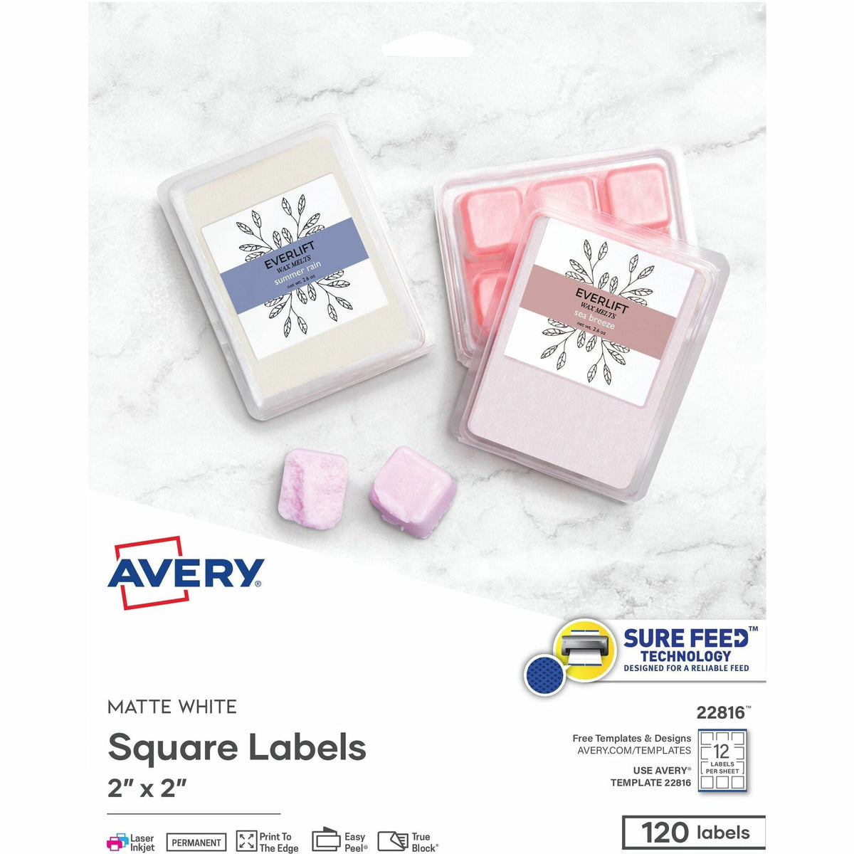 Avery&reg; Print-to-the-Edge Easy Peel Square Labels - 2000