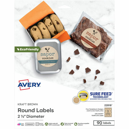 Avery® Print-To-The-Edge Kraft Brown Labels - 2000