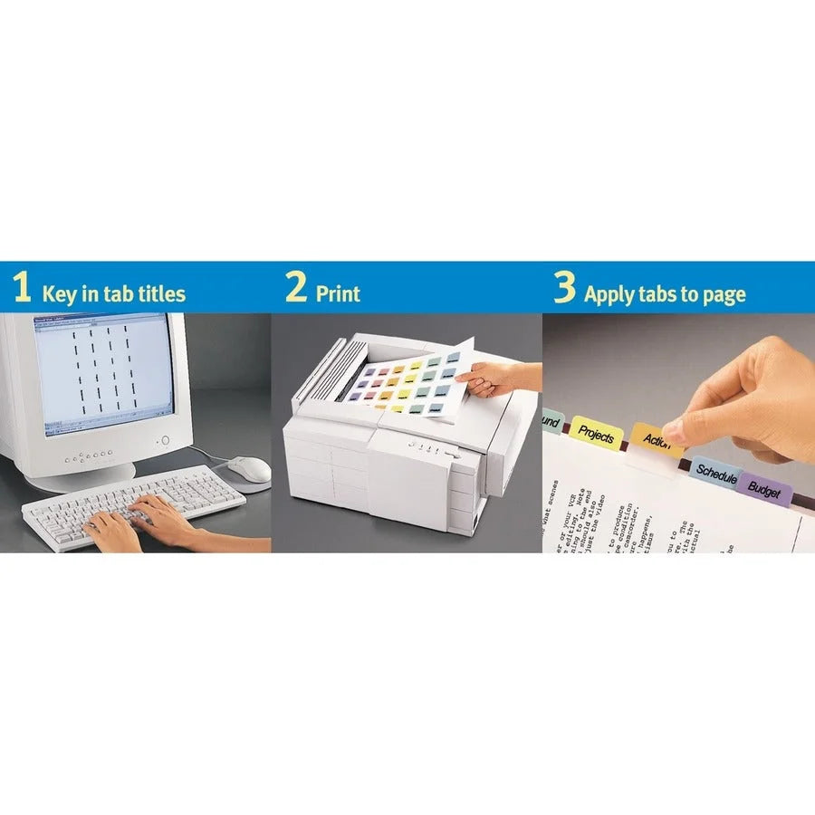 Avery® Printable Repositionable Tabs: 80 Assorted Paper Tabs - Index Accessories & Page Markers