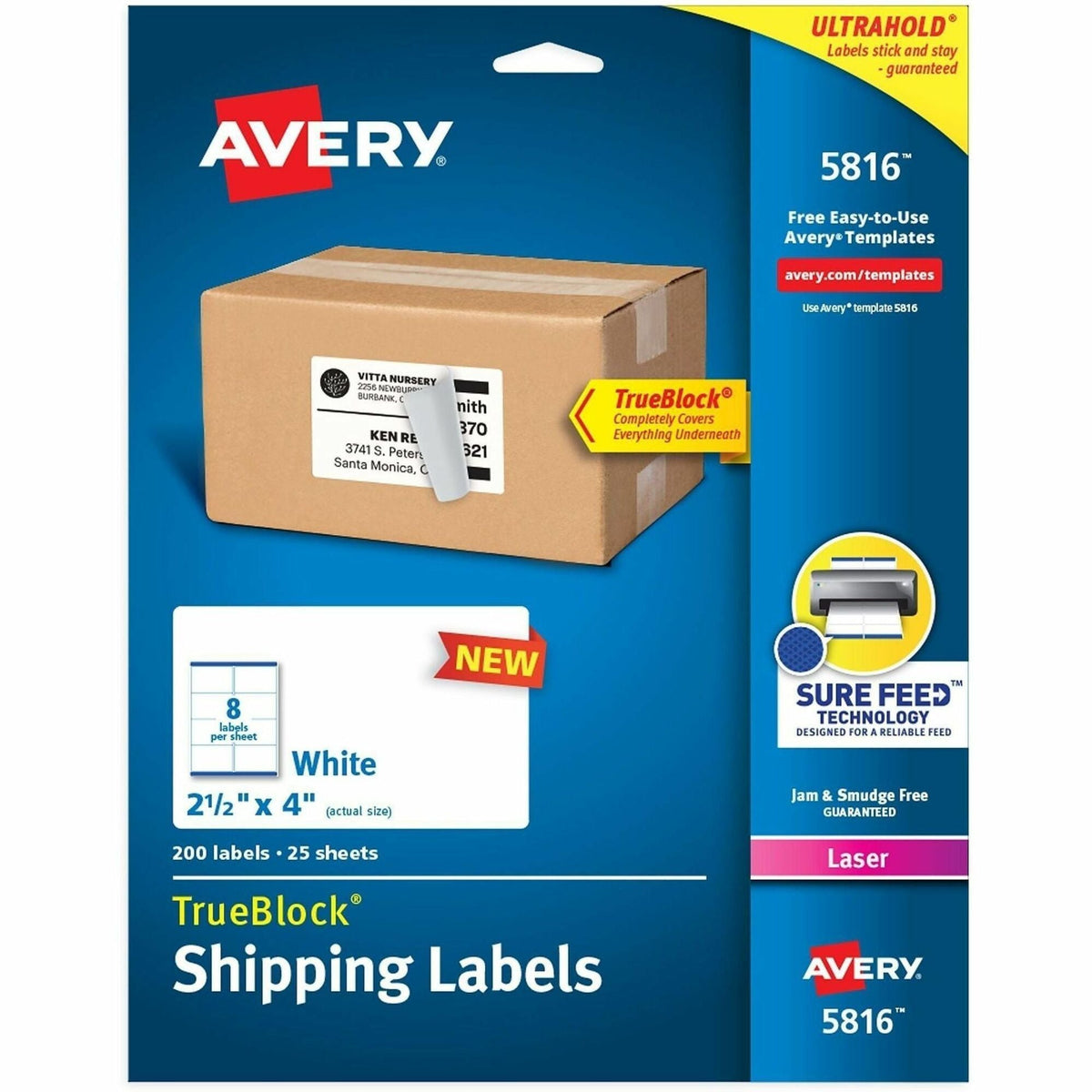 Avery® Printable Shipping Labels, 2.5" x 4" , 200 Labels (5816) - 2000