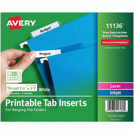 Avery&reg; Printable Tab Inserts for Hanging File Folders - 2000