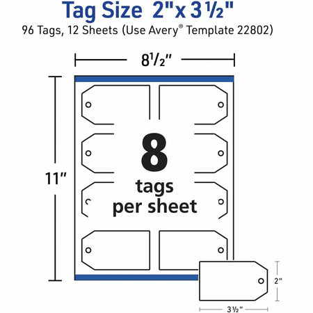 Avery® Printable Tags with String: 96 White 2’’ x 3.5’’ Rectangular - & Tickets
