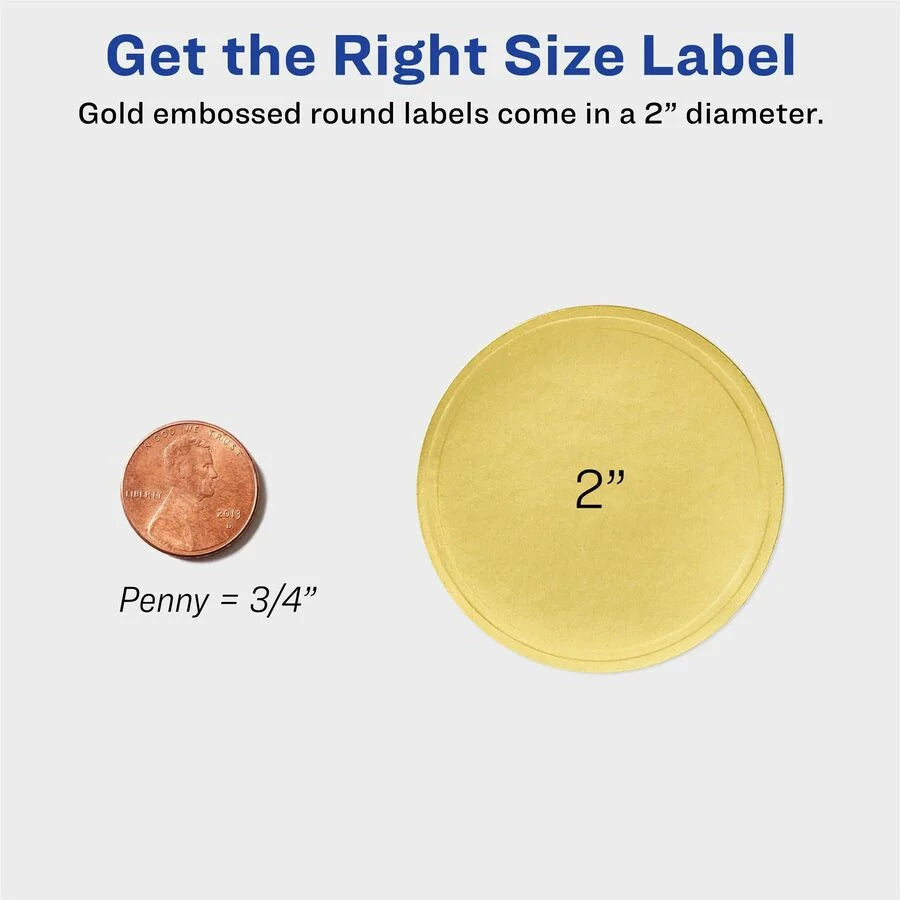 Avery® Promotional Labels: 2’’ Matte Gold Round Inkjet Stickers 96 Labels - Multipurpose & ID