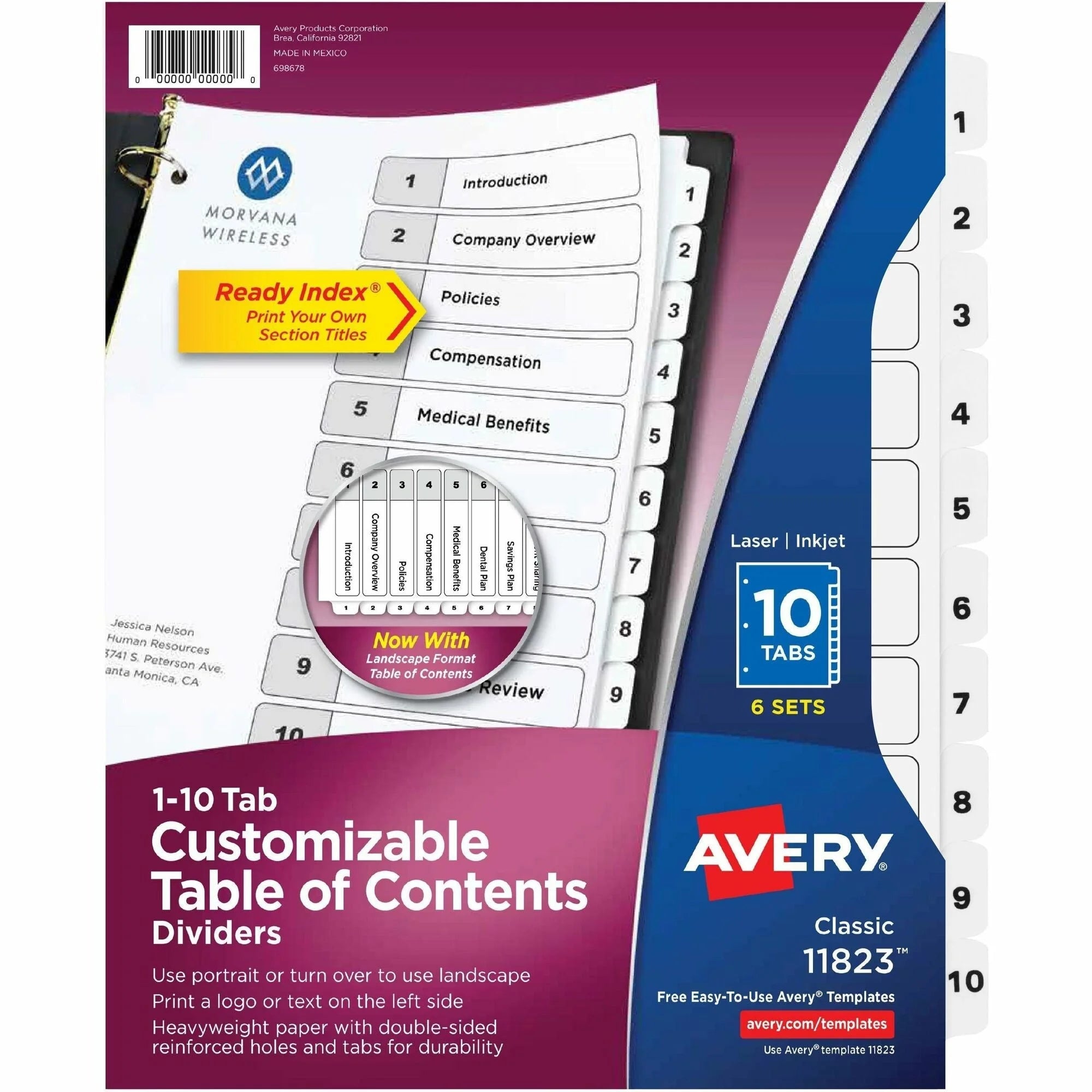 Avery® Ready Index 10-Tab Custom TOC Dividers: Organize with Ease - Divider