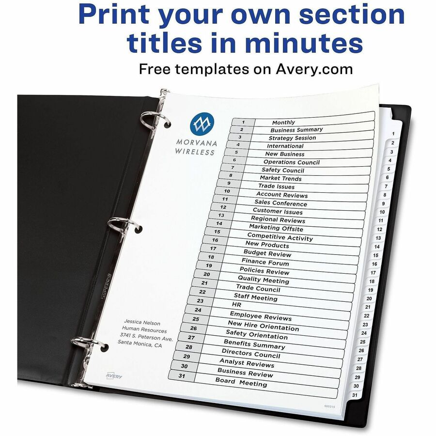 Avery® Ready Index Binder Dividers - Customizable Table of Contents - Alternate-Image1