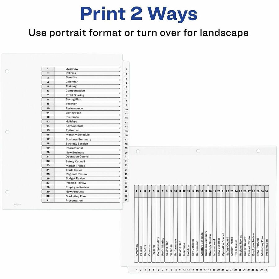 Avery® Ready Index Binder Dividers - Customizable Table of Contents - Alternate-Image2