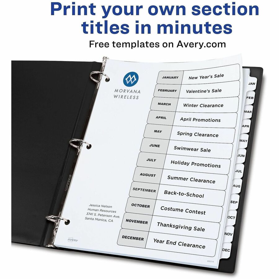Avery® Ready Index Binder Dividers - Customizable Table of Contents - Alternate-Image1