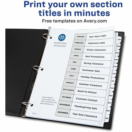 Avery® Ready Index Binder Dividers - Customizable Table of Contents - Alternate-Image1