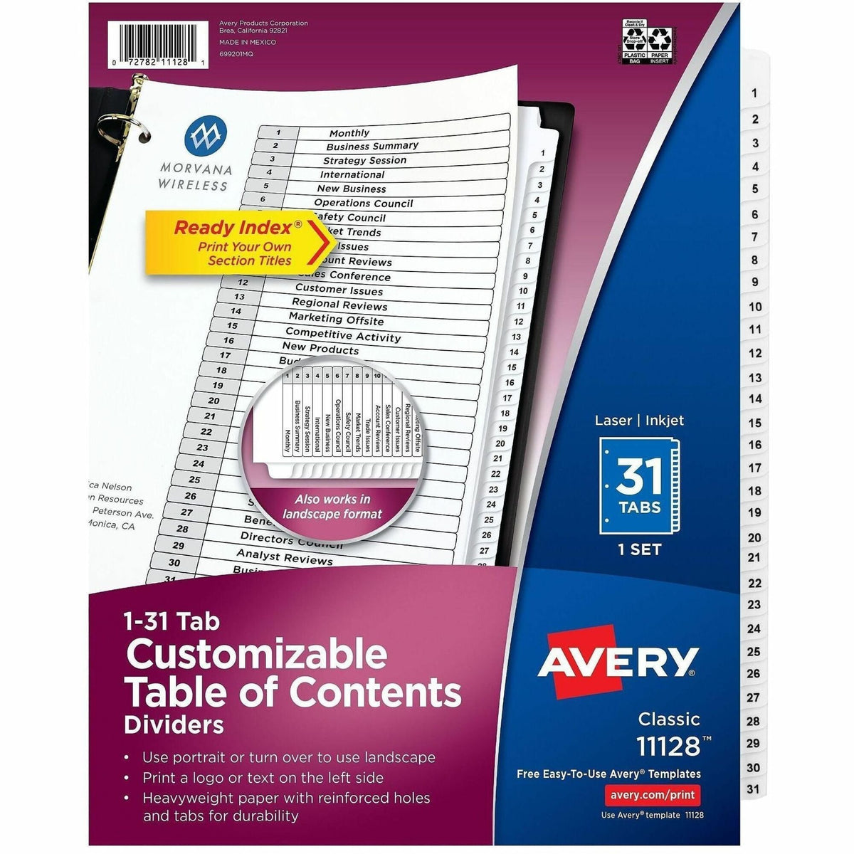 Avery® Ready Index Binder Dividers - Customizable Table of Contents - 2000