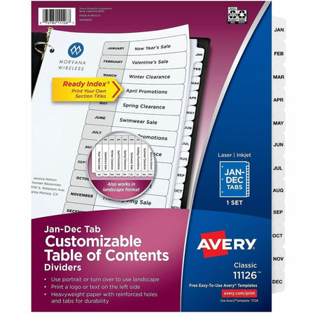 Avery® Ready Index Binder Dividers - Customizable Table of Contents - 2000