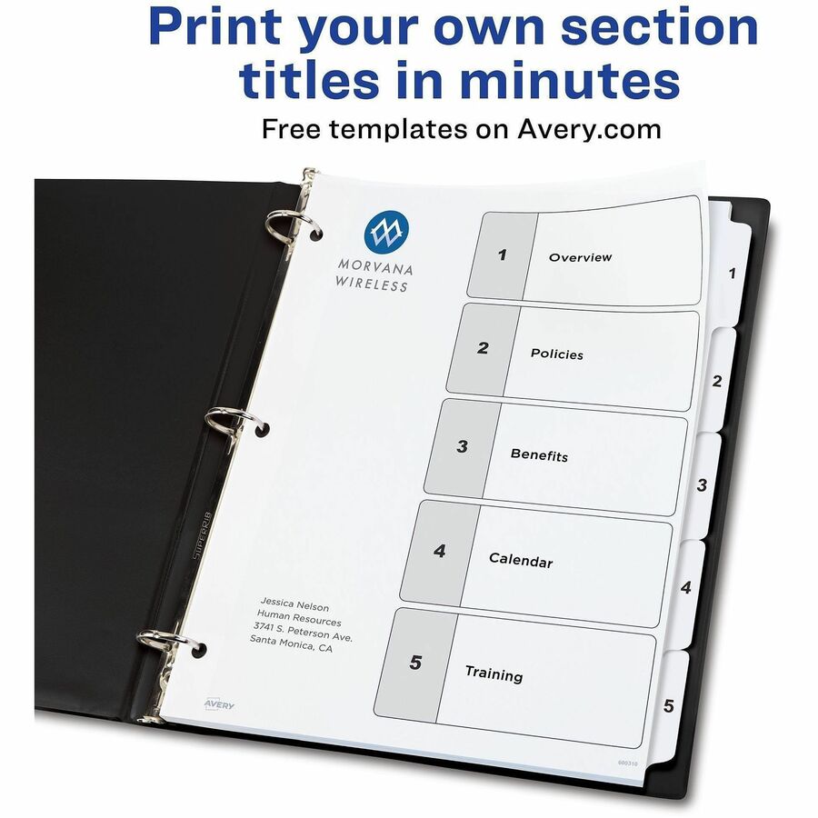 Avery Dividers, 5 Tabs, Ready Index (3 Sets of 11075) - Right