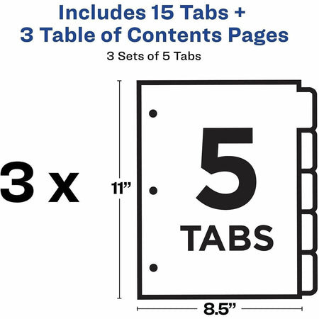 Avery Dividers, 5 Tabs, Ready Index (3 Sets of 11075) - Alternate-Image3
