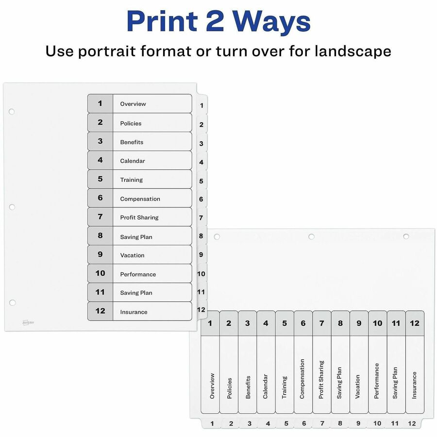 Avery Dividers, 12 Tabs, Ready Index (3 Sets of 11078) - Alternate-Image2