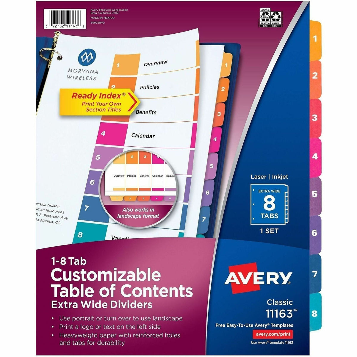 Avery® Ready Index Extra-Wide Binder Dividers - Customizable Table of Contents - 2000