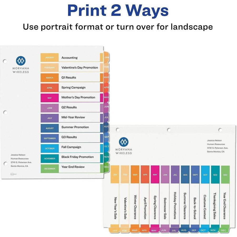 Avery® Ready Index Table of Contents Dividers for Laser and Inkjet Printers, Jan-Dec - Alternate-Image2