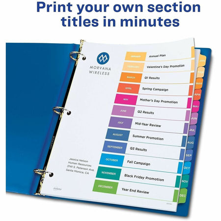 Avery® Ready Index Table of Contents Dividers for Laser and Inkjet Printers, Jan-Dec - Alternate-Image1