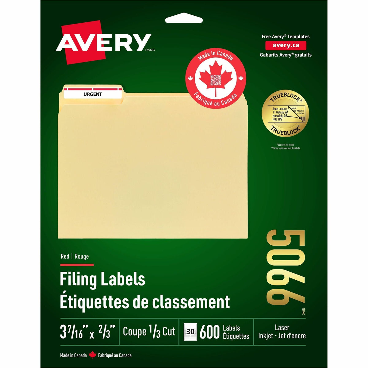 Avery® Red Filing Labels - 2000