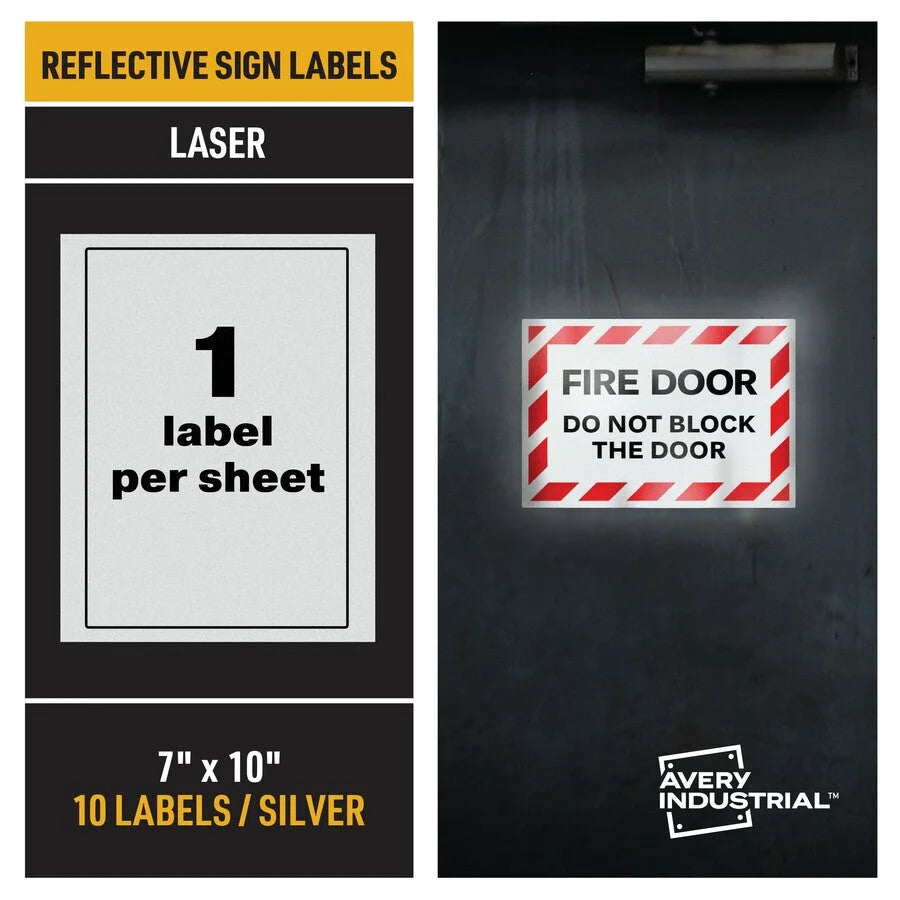 Avery® Reflective Sign Labels: 7x10 Silver Film Water Resistant - Multipurpose & ID Labels