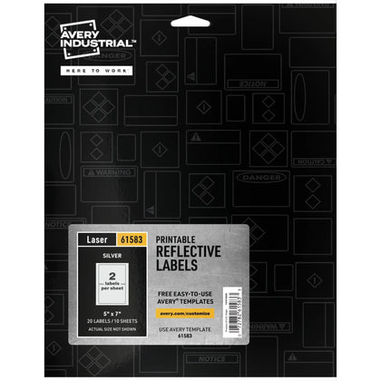 Avery® Reflective Sign Labels: Silver Film Water Resistant - 20 Pack - Multipurpose & ID Labels