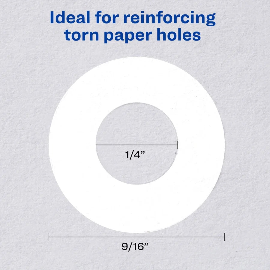 Avery® Reinforcement Labels: 0.3’’ Round White Polyvinyl - 1000/Pack - Binder Reinforcements
