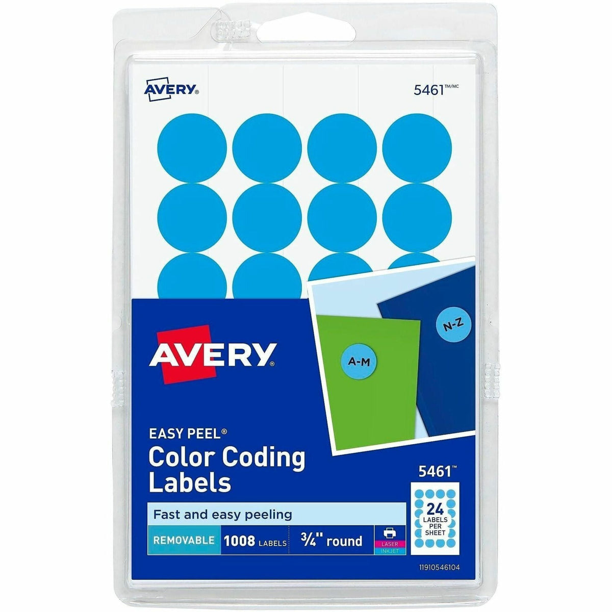 Avery® Removable Color-Coding Labels, 3/4" Diameter, 1,008 Labels (5461) - 2000