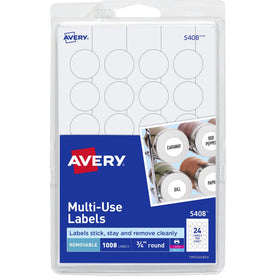 Avery® Removable ID Labels: 3/4’’ Circle White Self-adhesive - Multipurpose & Labels