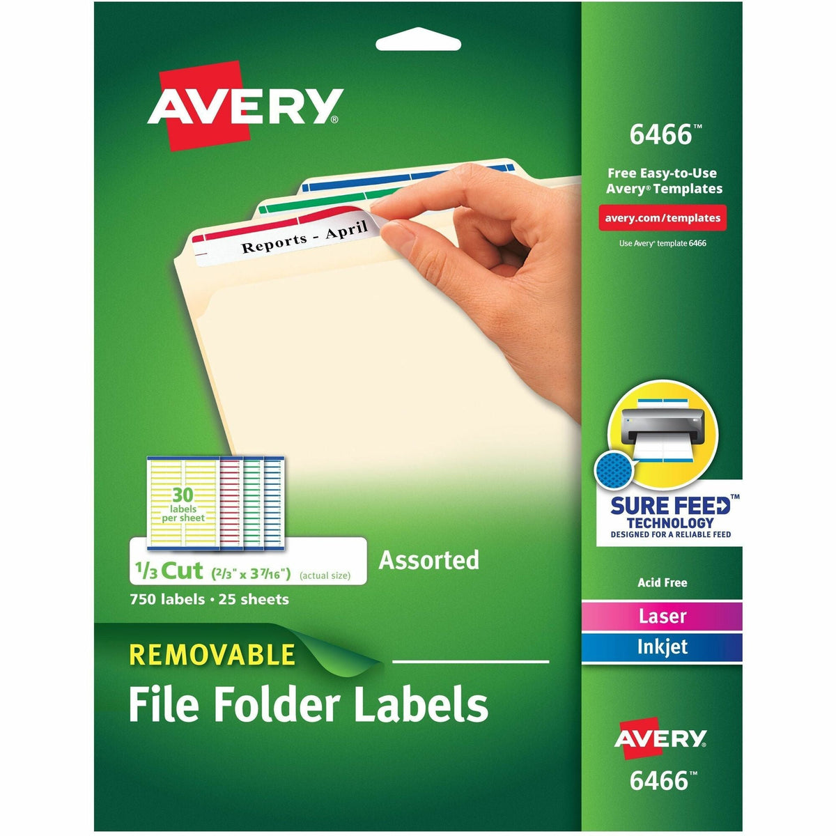 Avery® Removable Laser/Inkjet Filing Labels - 2000