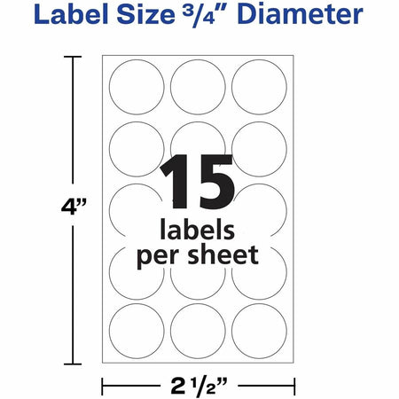 Avery® Removable Multi-Use ID Labels on Small Sheets - Handwrite Only - 3/4’’ Diameter - Adhesive - Round - White