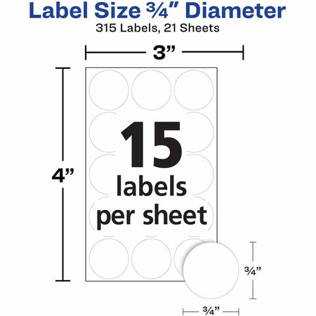 Avery® Removable Multi-Use ID Labels on Small Sheets - Handwrite Only - 3/4’’ Diameter - Adhesive - Round - White