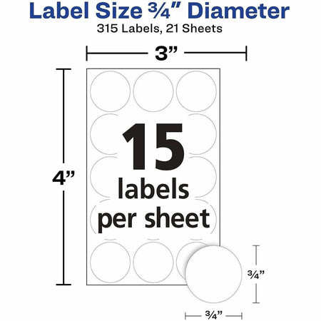 Avery® Removable Multi-Use ID Labels on Small Sheets - Handwrite Only - 3/4’’ Diameter - Adhesive - Round - White