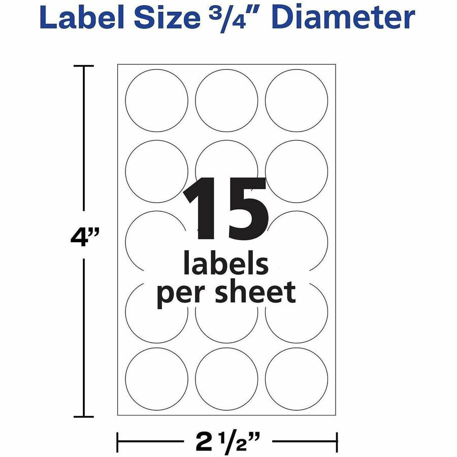 Avery® Removable Multi-Use ID Labels on Small Sheets - Handwrite Only - 3/4’’ Diameter - Adhesive - Round - White