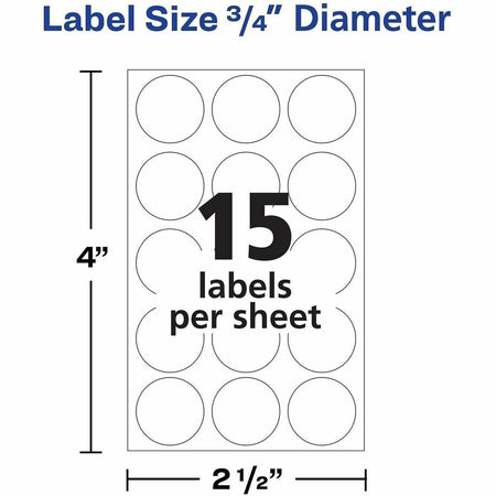 Avery® Removable Multi-Use ID Labels on Small Sheets - Handwrite Only - 3/4’’ Diameter - Adhesive - Round - White